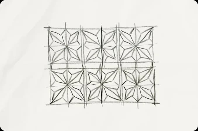 A kumiko lattice pattern drawn out for the piece